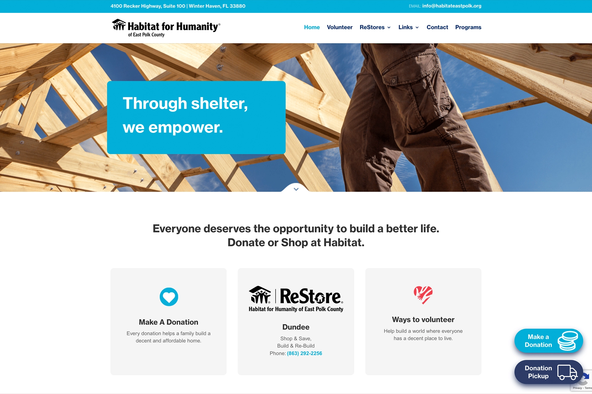 A stunning website created for Habitat for humanity.