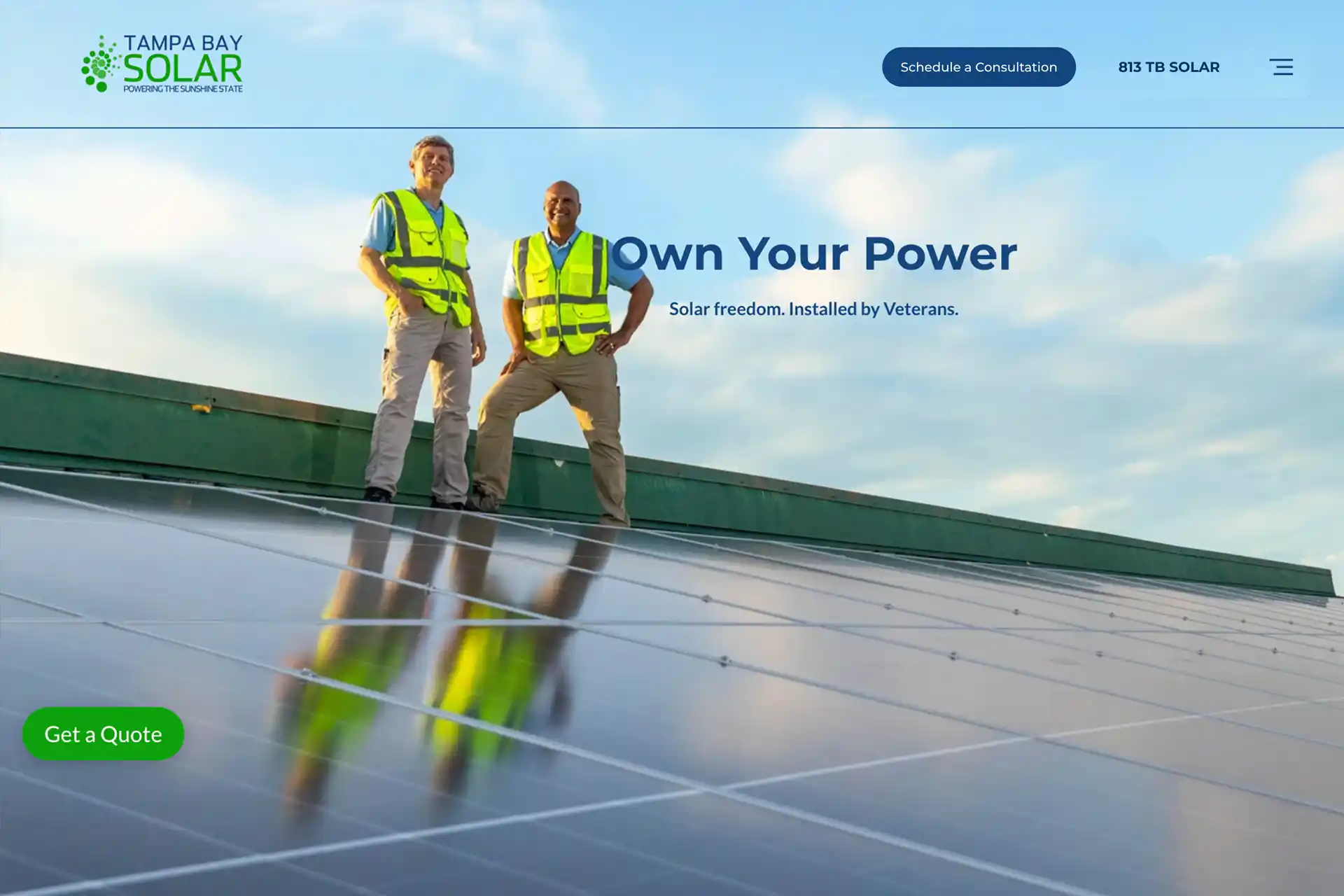 Tampa Bay Solar website designed by Great Impressions
